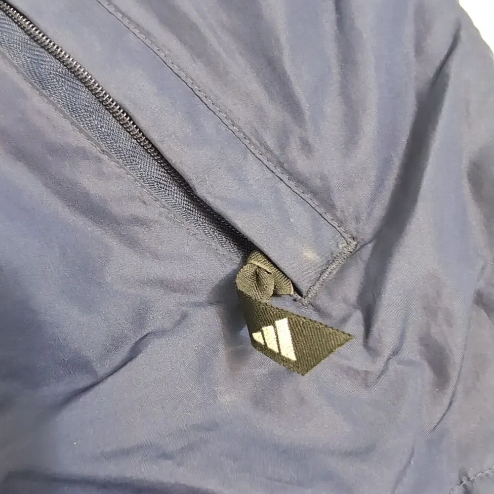 Vintage Adidas Men's Size Large Windbreaker Hooded Three 3 Stripe Vent Y2K Baggy